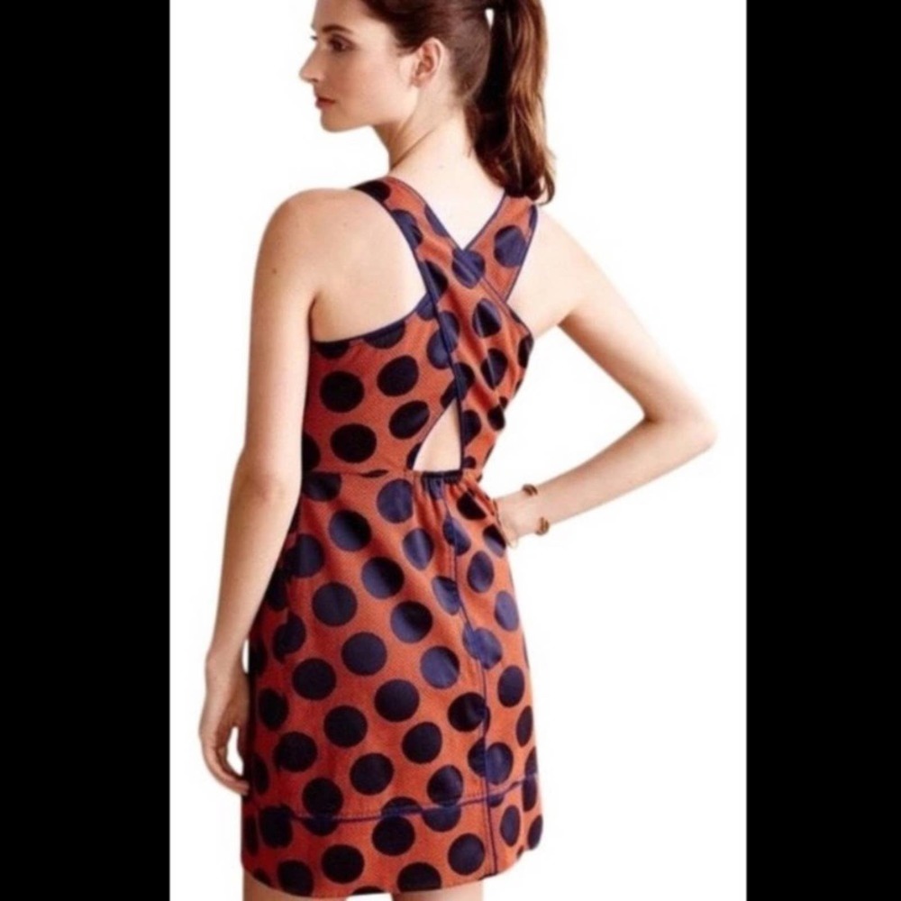Anthro Maeve Rokin Polka Dot Keyhole Back Dress
